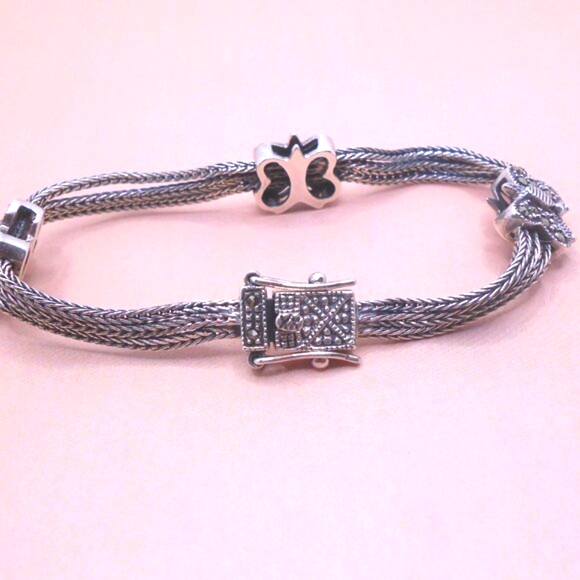 VINTAGE Genuine 925 Sterling Silver Balinese Butterfly Bracelet with Marcasite - Picture 10 of 12